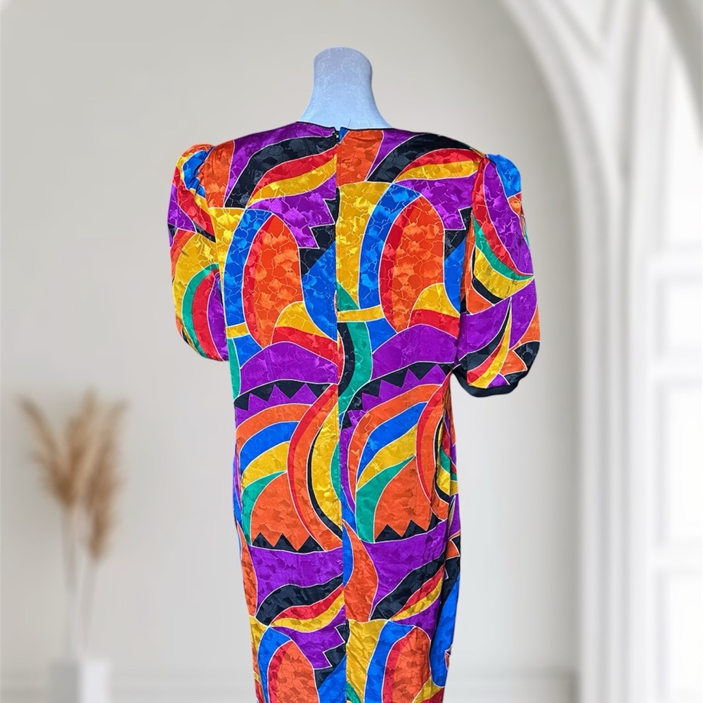 Vintage Toni Petite 8P Geometric Abstract Sheath Dress 80s 90s Retro - Picture 5 of 8